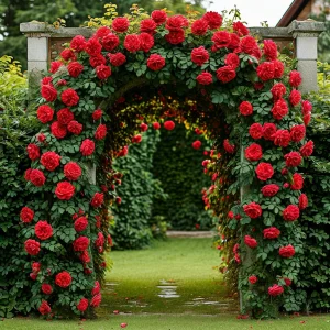 Роза плетистая Алый Триумф купить по цене от 319р. в интернет-магазине «Посадика» с доставкой почтой в в Калач-на-Донуе и по всей России – [изображение №1].